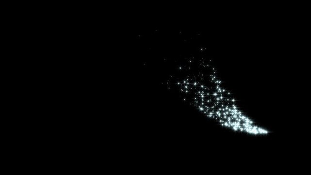 sparkle path white twinkling stars line, smooth glowing particles motion, magic sparkles glitter line stars, cartoon doodle sparkles on black screen, 4K glitter star line animation.