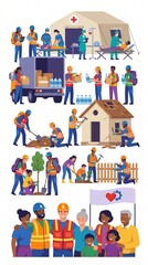 Naklejka premium Humanitarian Relief and Emergency Response Team World Humanitarian Day Design