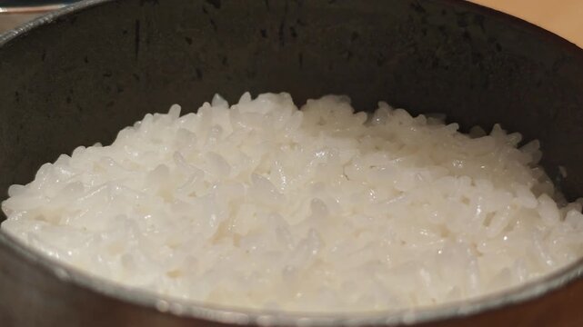Japanese rice cooked in a hakama pot.