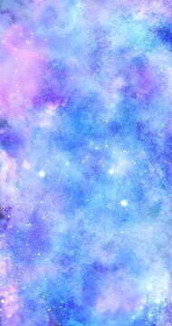 水彩の星空 手描きイラストレーション動画 縦長