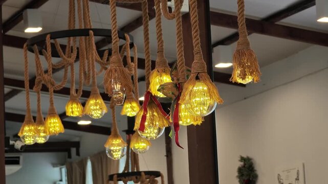 Modern lamps in a cafe.