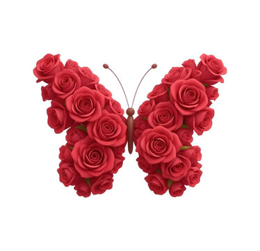 decorative butterfly made of red roses floral deign 