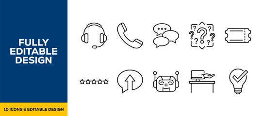 Fototapeta premium Tech support and digital communication flat vector icon bundle illustration design for IT services and remote networking