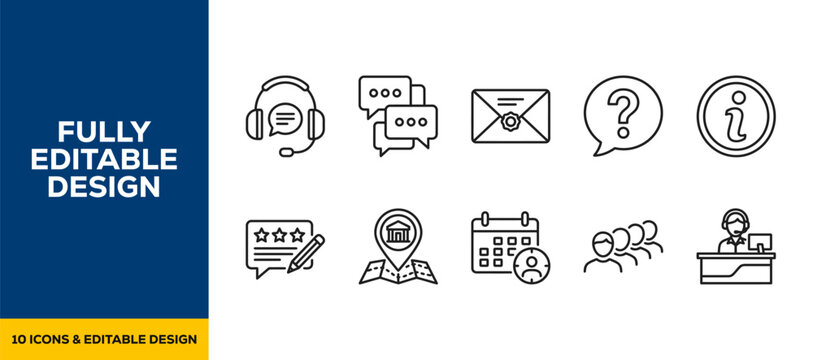 Help desk and FAQ information flat vector icon bundle illustration design for user support and customer assistance