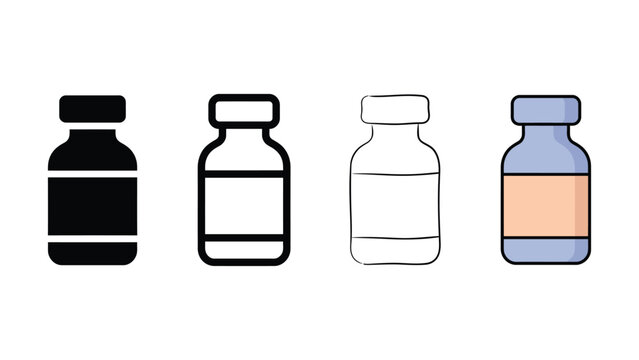 Medicine vial icon evolution set in silhouette outline sketch and color style editable vector