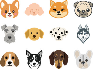 Obraz premium Dog Breed Face Illustration Collection