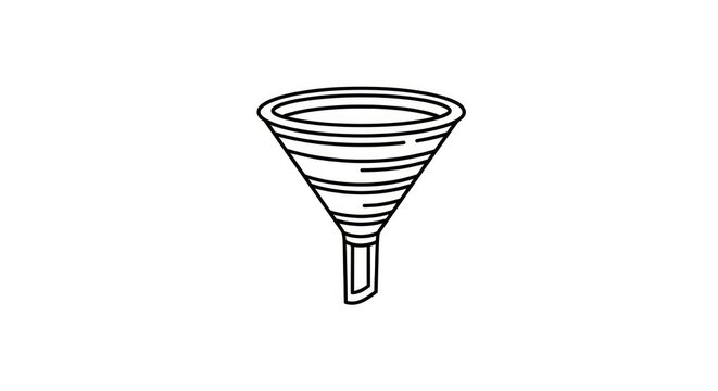 Simple black line art funnel icon.