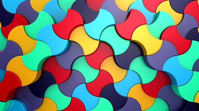 Geometric Shapes Form a Wave. Abstract motion, 3d rendering, 4k resolution
