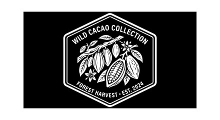 Naklejka premium Cacao pod icon with leaves, white background, outline vector illustration