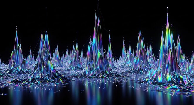 Abstract digital landscape of data mountains
