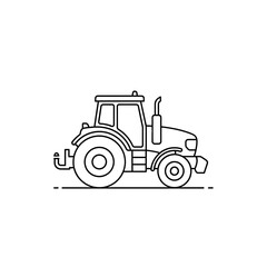 Obraz premium Black and white line drawing of vintage tractor with plow.