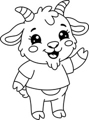 Obraz premium Goat, line drawing for coloring.