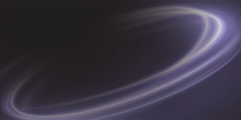 Abstract purple and gold light ring on dark background. Glowing neon oval streak, dynamic motion blur effect, cosmic energy swirl, futuristic tech backdrop. © Uddin
