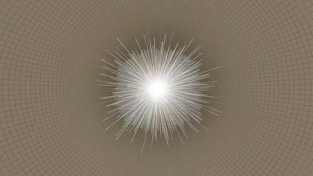 White lines radiating outward from center on light gray grid background