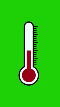 Thermometer Temperature Increase and Decrease Animation Green Screen 4K