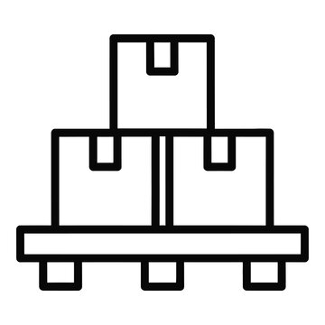 Simple line icon of stacked boxes on a pallet icon