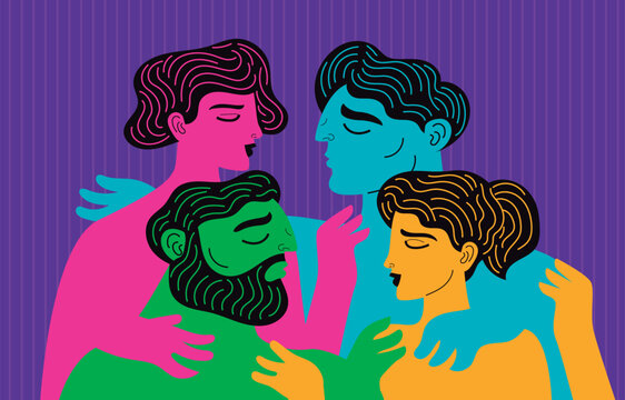 polyamorous and swinger group sharing affection and connection