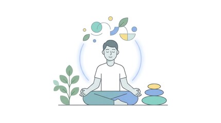 Fototapeta premium Person meditating in serene, calm, balanced environment