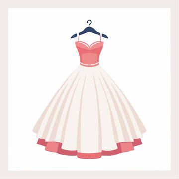 Elegant Pink and White Ball Gown on Hanger