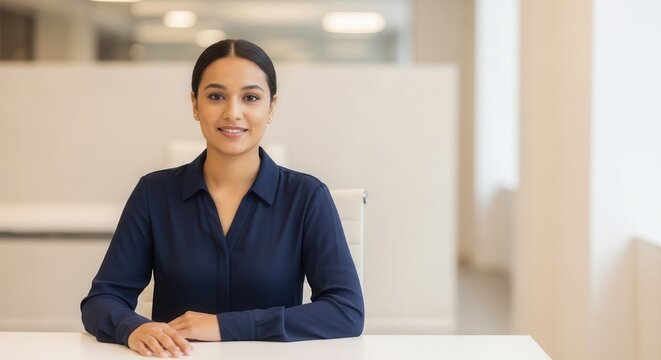 Confident Young Woman in Office Setting