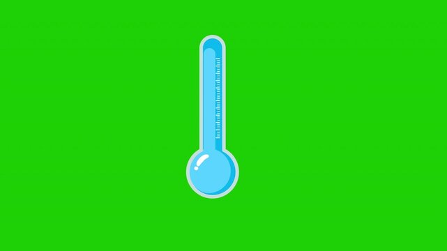 Thermometer Temperature Increase and Decrease Animation Green Screen 4K