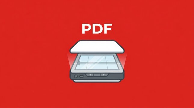 Flat illustration of a document scanner icon for pdf file conversion illustration