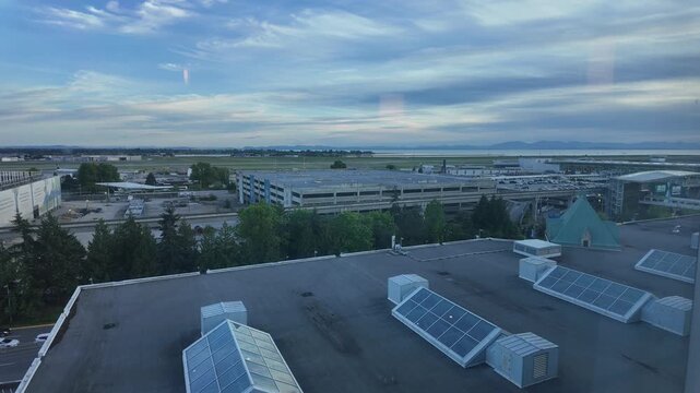 timelapse of clouds and jet traffic at Toronto Pearson International Airport on cold spring evening