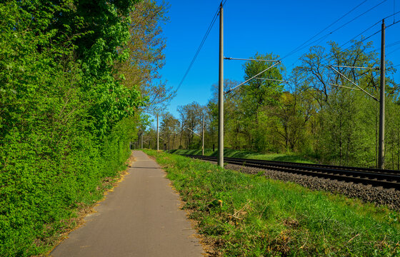 Bike path running along railway near kirchm&ouml;ser