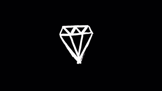 Minimalist white diamond line art animation on black background.