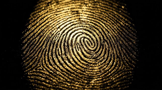 Golden Fingerprint Macro Detail With Black Background