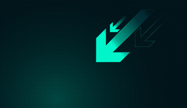 A cluster of sharp teal Arrows points diagonally down, illustrating a sharp and decreasing trend in digital metrics vector illustration design, and minimalist business graphic