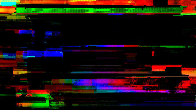 Dark digital glitch background with vibrant RGB distortion effect
