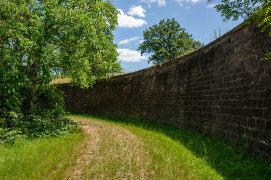 Stone Wall Along a Grassy Path
