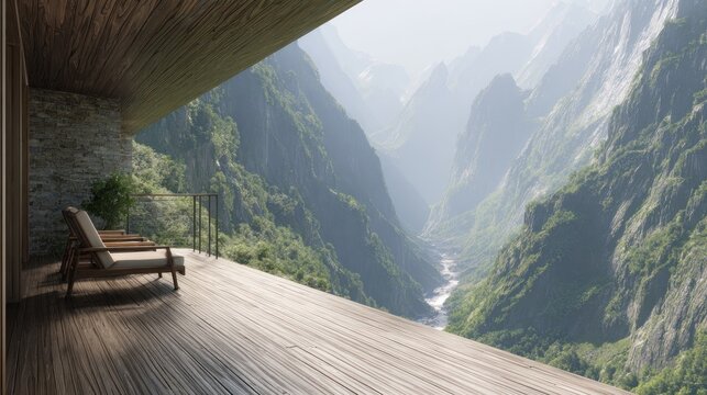 Mountain view balcony relaxation
