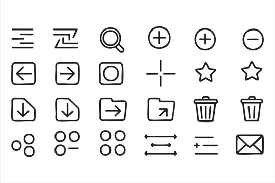 Black Outline Interface Symbols for Website and Software Design