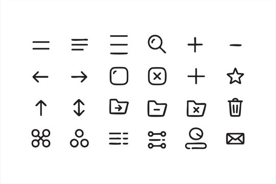 Minimal UI Icons for Mobile App Menu and Dashboard Toolbar