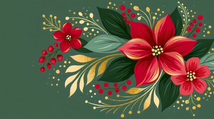 Obraz premium Poinsettia flowers creating a festive winter holiday background