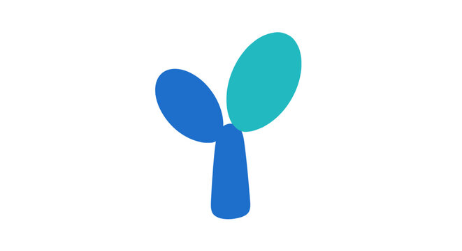 Minimalist blue and teal sprout with two leaves