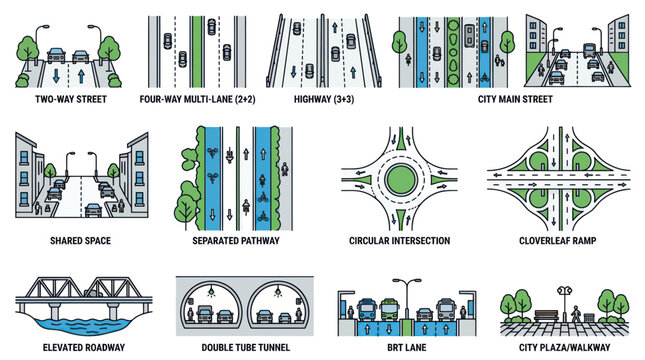 Urban Street and Traffic Design Examples: Roads, Highways, Intersections, and Transit