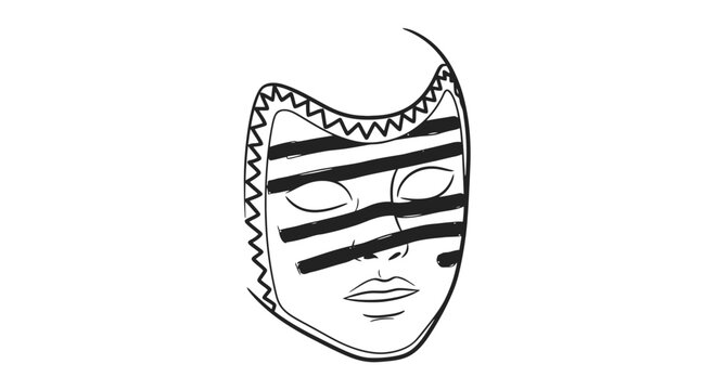 Hand drawn tribal face mask illustration.