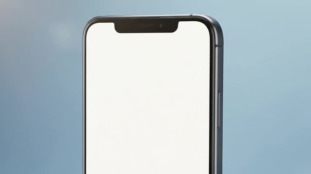 Smartphone with blank white screen display.