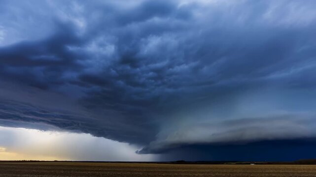 Dramatic storm clouds rolling over a vast landscape. Capturing the power of nature and the beauty of changing weather patterns