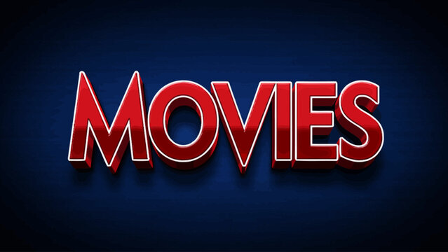 Red 3D movie text on dark blue gradient background