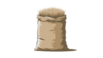 Large sack filled with hay or straw standing upright Vector © MDSOPON