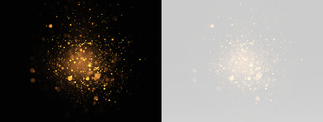 Golden magic dust explosion with glittering sparkle particles © theladydarina