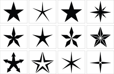 Obraz premium Black and white star set on a grid, minimalist various styles black white star starburst