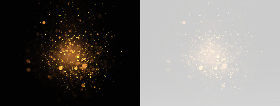 Golden magic dust explosion with glittering sparkle particles