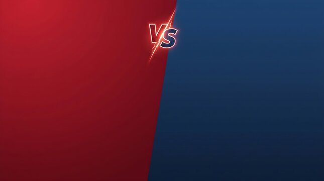 Red and Blue Versus Sports Background Template with Versus Text Graphic for Soccer Tournaments