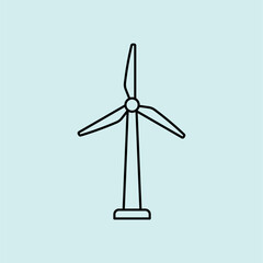 Fototapeta premium Clean isometric outline icon of a wind turbine. Minimalist line art symbol representing renewable wind power, green technology, and sustainable electricity.