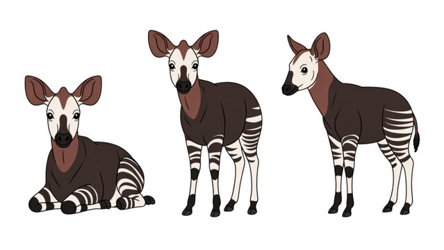 Three zebra foals standing together in a line Vector